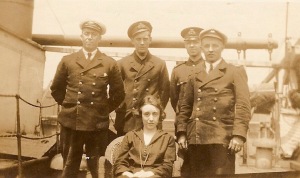 Officers of Pyrula and Clam - with Ena Sivell, Bert right