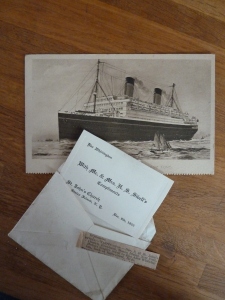 RMS Homeric postcard, wedding card 1922