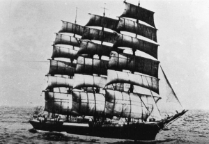 Priwall - four-masted barque built by F. Laeisz of Hamburg for the nitrate trade - had steam winches and shore staff